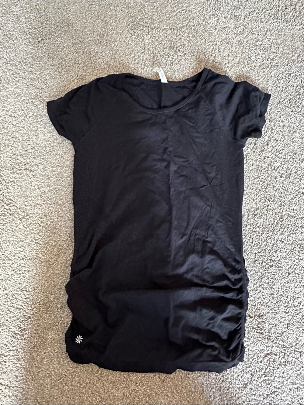 Athleta Black Short Sleeve Side-Ruched Tee
